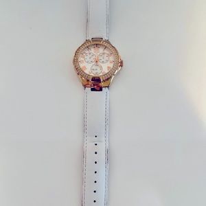 Guess watch. White and gold with rhinestones